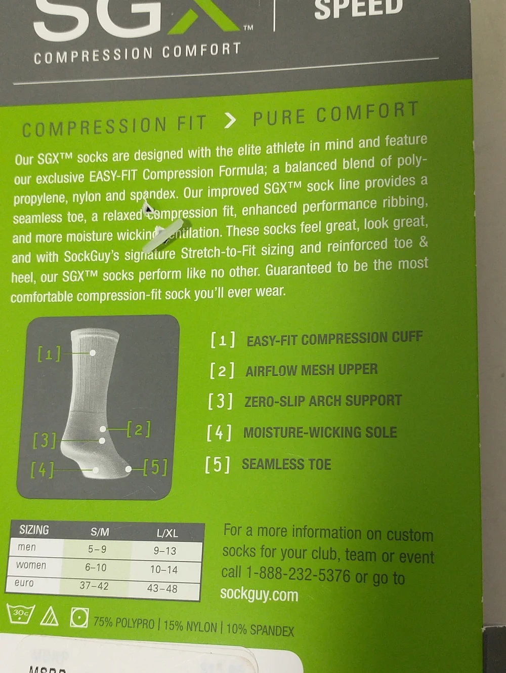 NEW SGX.Compression Comfort Socks, Size S/M, Black/Gray, Men's 5- 9, Women 6 -10